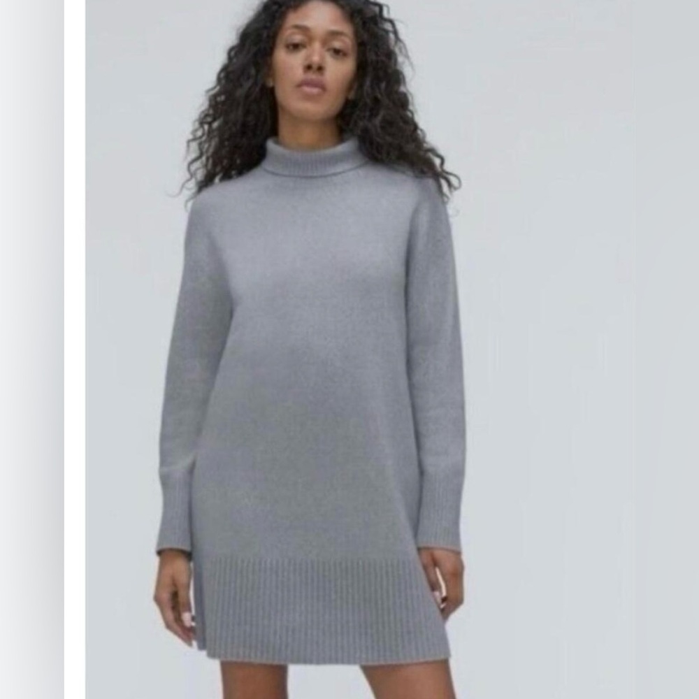 Everlane Cozy Wool Blend Slate Blue/Gray Turtleneck Sweater Dress Size S